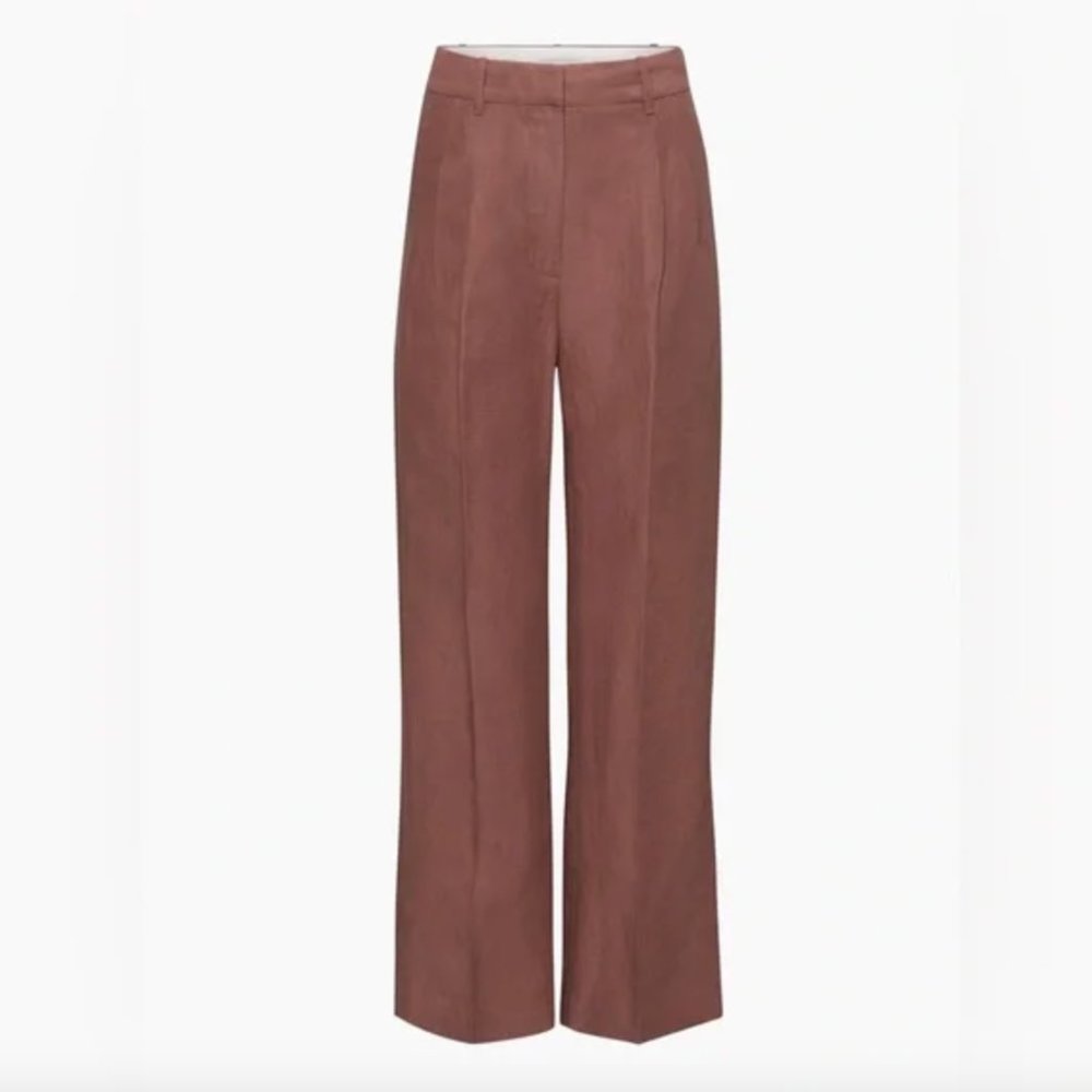Aritzia Wilfred EFFORTLESS LINEN PANT Size 0 - Congac